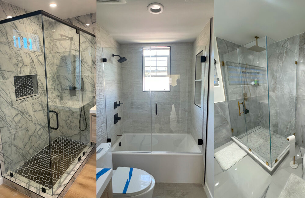 Custom frameless shower door installation in Pasadena, CA